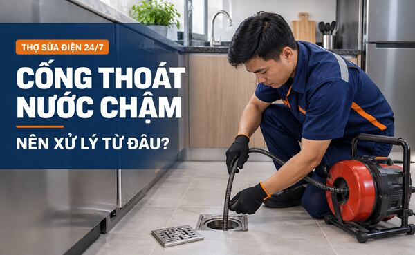 Kiểm tra cống thoát nước chậm trong nhà tắm