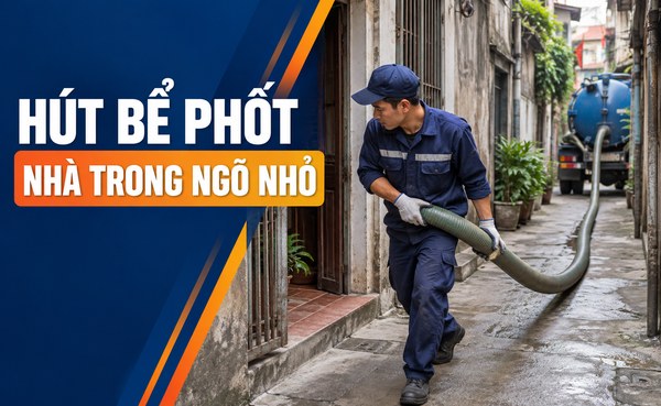 Hút bể phốt nhà trong ngõ nhỏ tại Hà Nội