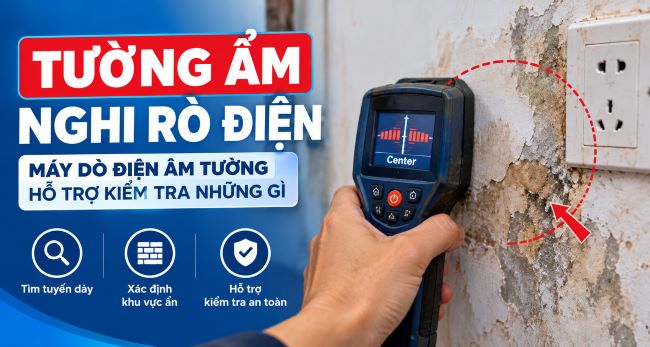Kiểm tra khu vực tường ẩm nghi rò điện