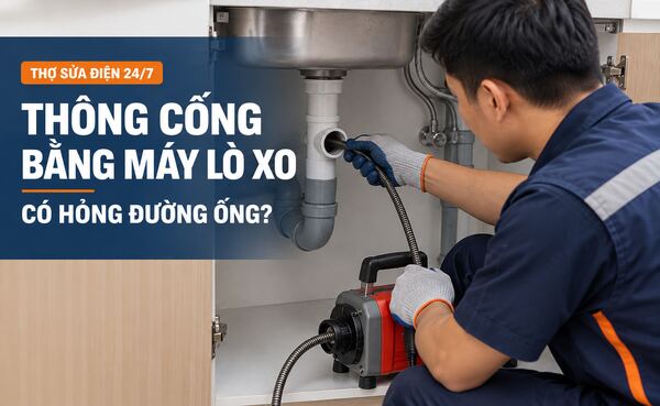 Thông tắc cống bằng máy lò xo đúng kỹ thuật Thông tắc cống bằng máy lò xo đúng kỹ thuật