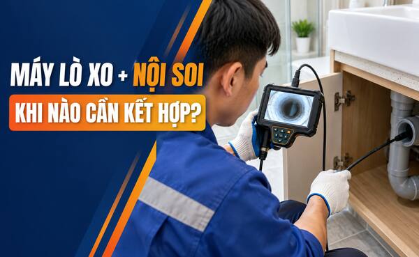 Thông tắc cống Hà Nội bằng máy lò xo kết hợp nội soi