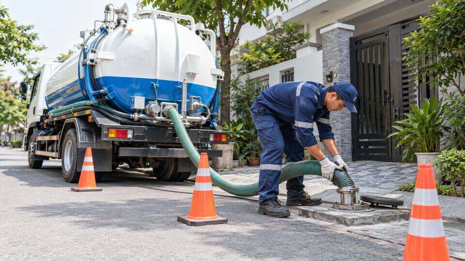Xe hút bể phốt phục vụ tại Hà Nội