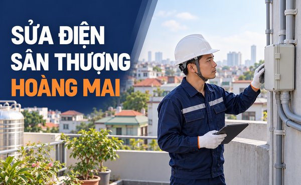 Minh họa sửa điện sân thượng Hoàng Mai