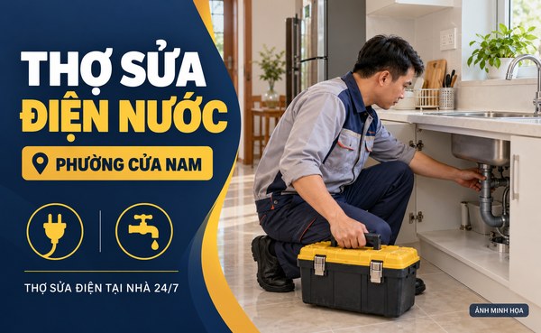 Minh họa thợ sửa điện nước tại phường Cửa Nam